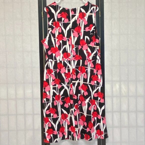 Liz Claiborne Princess Seam Pleat Neck A Line Floral Midi Dress XL Sleeveless - Picture 2 of 12